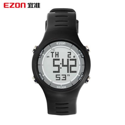 EZON宜准电子表手表男运动表防水夜光跑步表多功能户外休闲手表